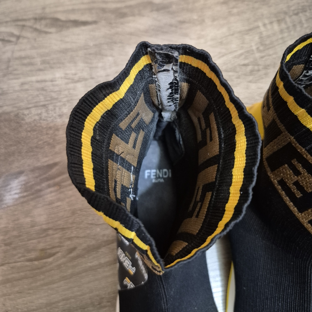 Fendi  Black, Yellow, and Brown Sock Boots - Picture 11 of 12